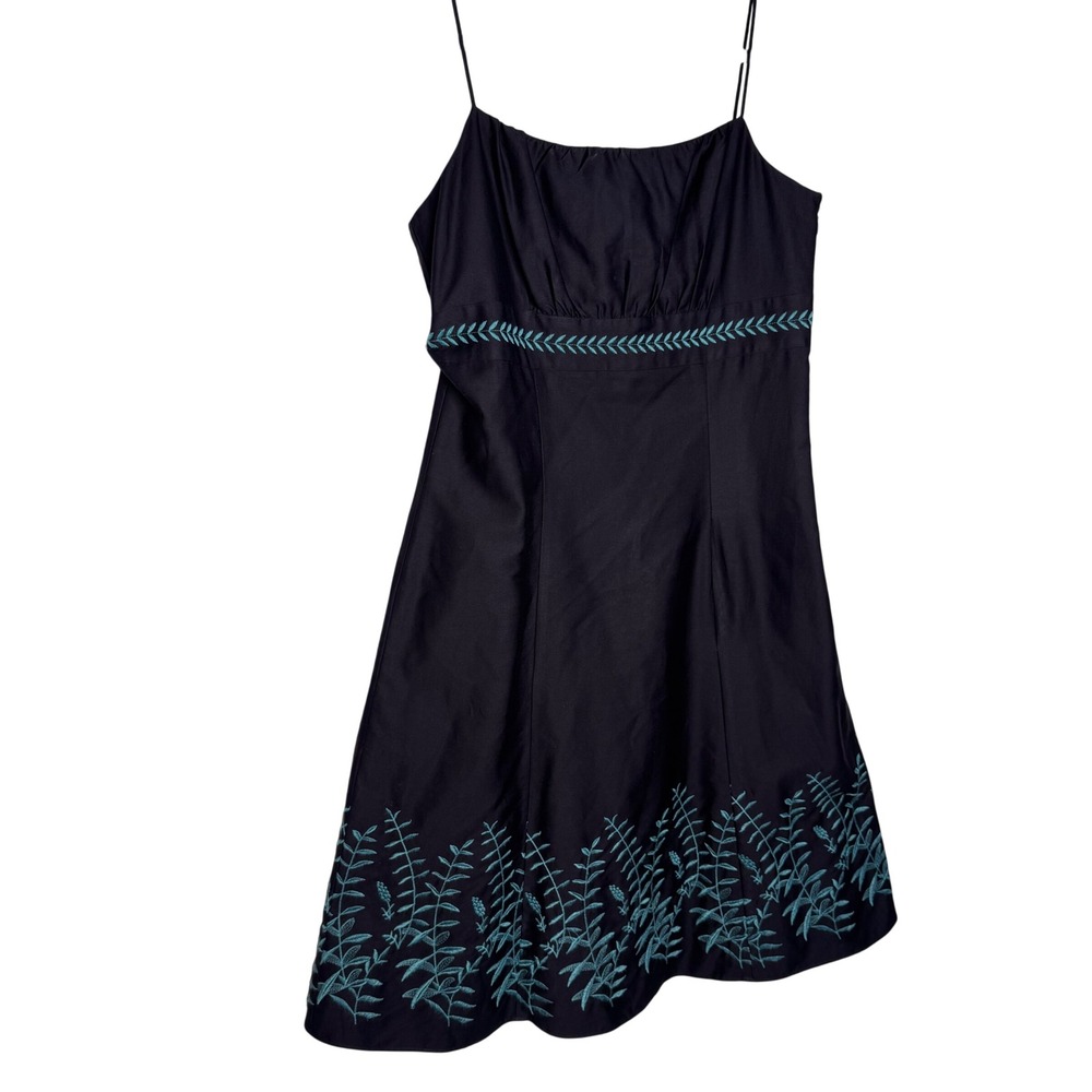 VTG Y2K Whimsigoth Baby Doll Empire Waist Floral Embroidered A-Line Dress Size 6 - Picture 8 of 9